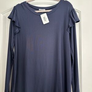 White Birch Navy Long Sleeve Top